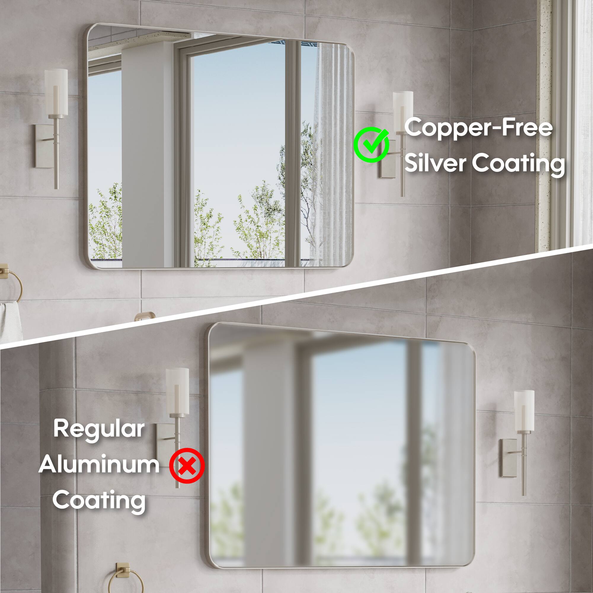 Copper-Free Silver Coating  
Regular Aluminum Coating