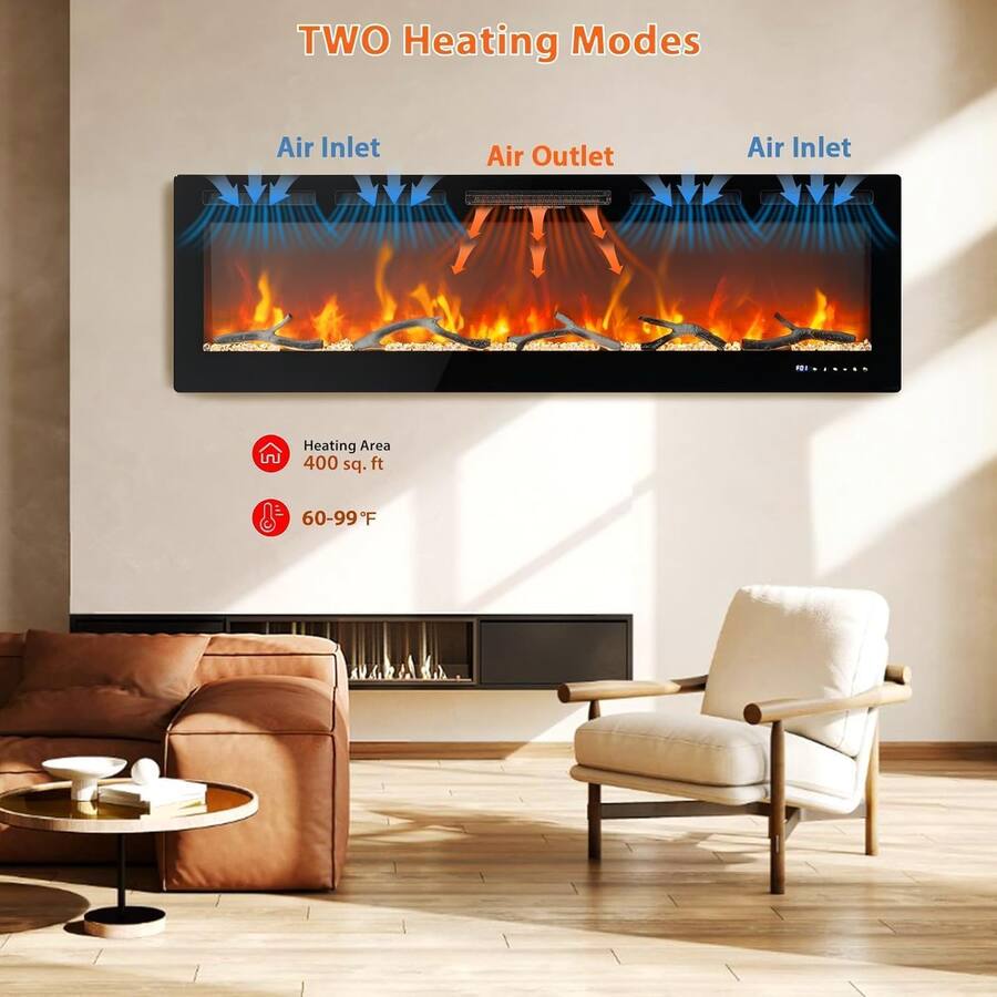 GARVEE 80inch Built in Electric Fireplace WIFI Alexa Wall Mounted ...