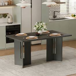 Loheer - Farmhouse Dining Table, 60 Inch Rectangular Table with Cutout Legs - Gray