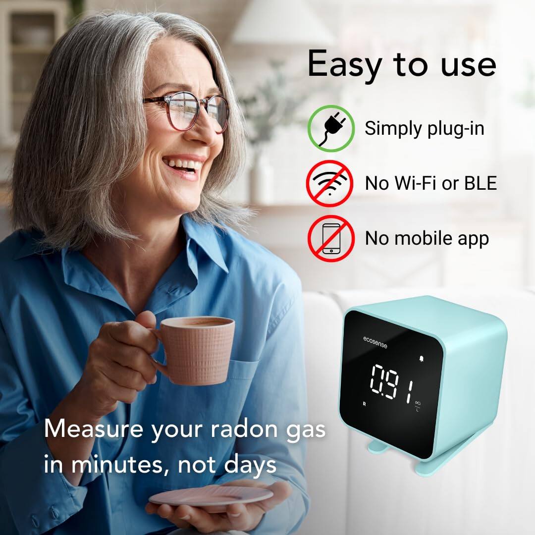 Easy to use

Simply plug-in

No Wi-Fi or BLE

No mobile app

Measure your radon gas in minutes, not days

ecosense 09: 1 F