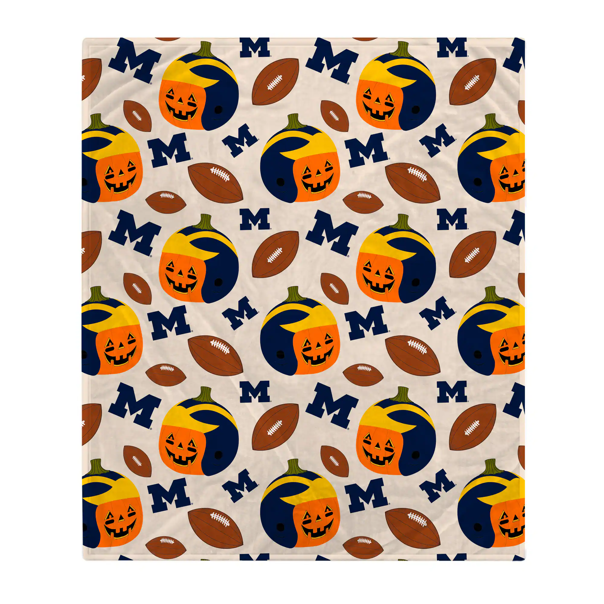 Front. Pegasus - Michigan Wolverines 60" x 70" Pumpkin Helmet Corral Fleece Blanket - Multicolor.