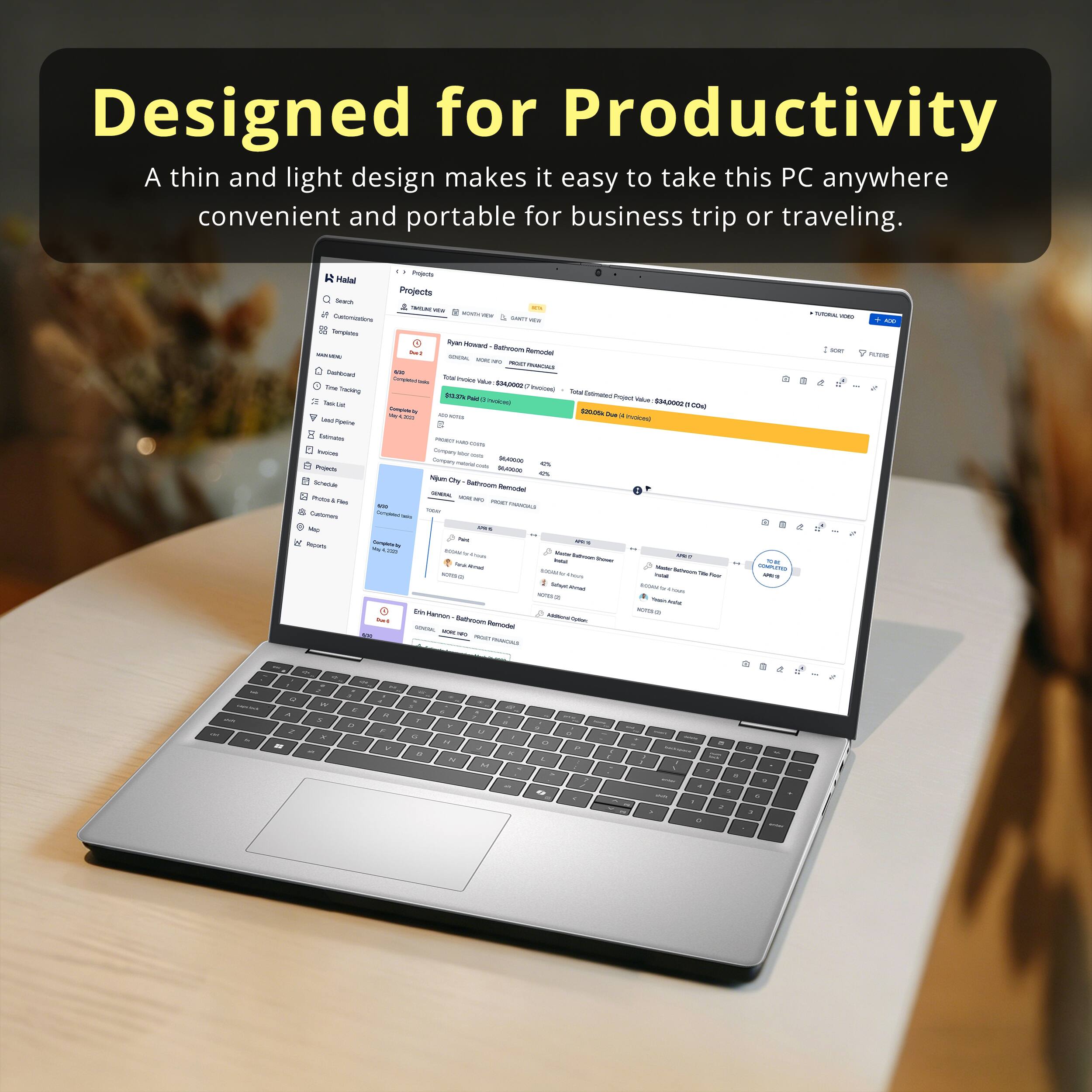 Designed for Productivity  
A thin and light design makes it easy to take this PC anywhere convenient and portable for business trip or traveling.