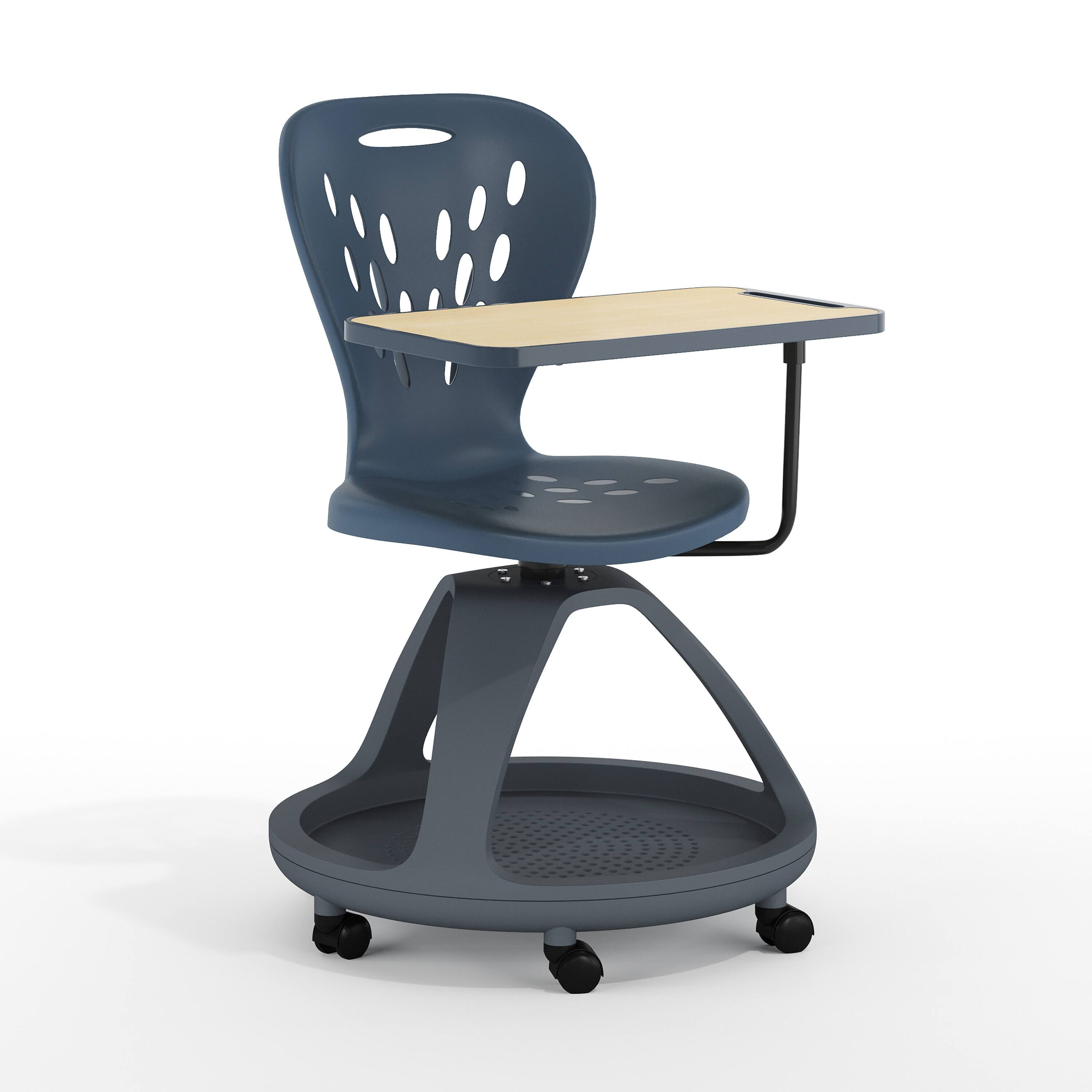 Front. Emma + Oliver - Mobile Desk Chair - 360° Tablet Rotation and Storage Cubby - Dark Gray.