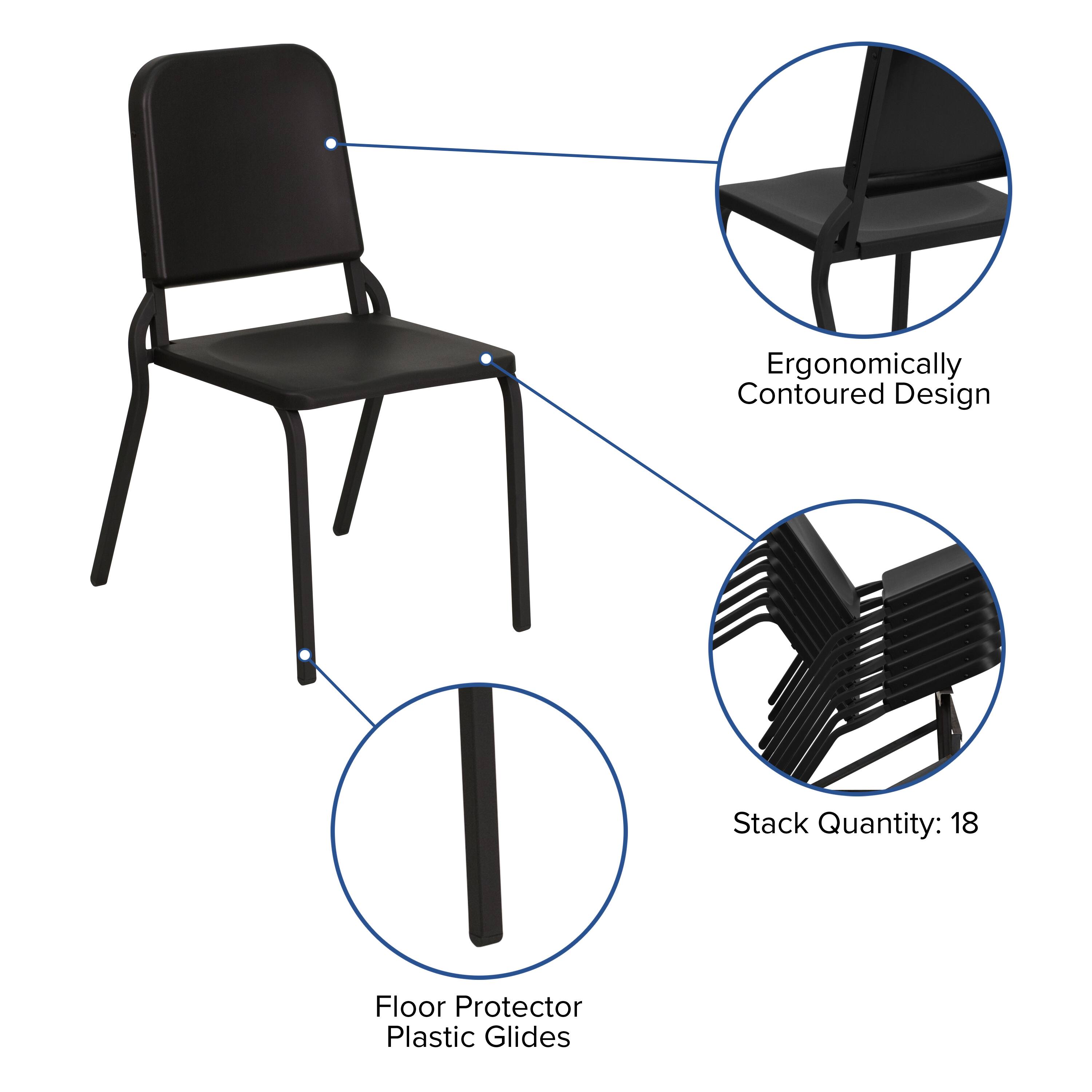 Ergonomically Contoured Design  
Stack Quantity: 18  
Floor Protector Plastic Glides