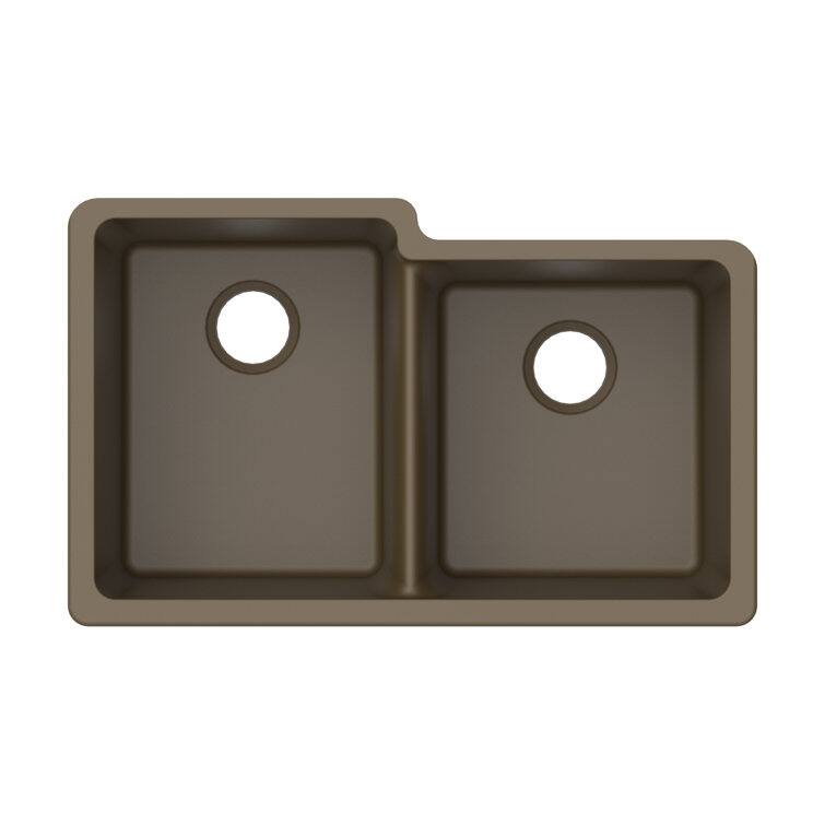Alt View 1. Winpro - Winpro Undermount Granite Composite 33 in. L 40/60 Offset Double Bowl Kitchen Sink in Mocha - Mocha.