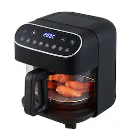 Electactic - Glass Air Fryer 1550W 5QT PFAS Free Touchscreen - Black