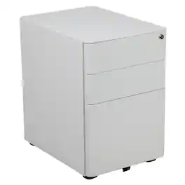 Emma + Oliver - Modern 3-Drawer Mobile Locking Filing Cabinet Storage Organizer - White