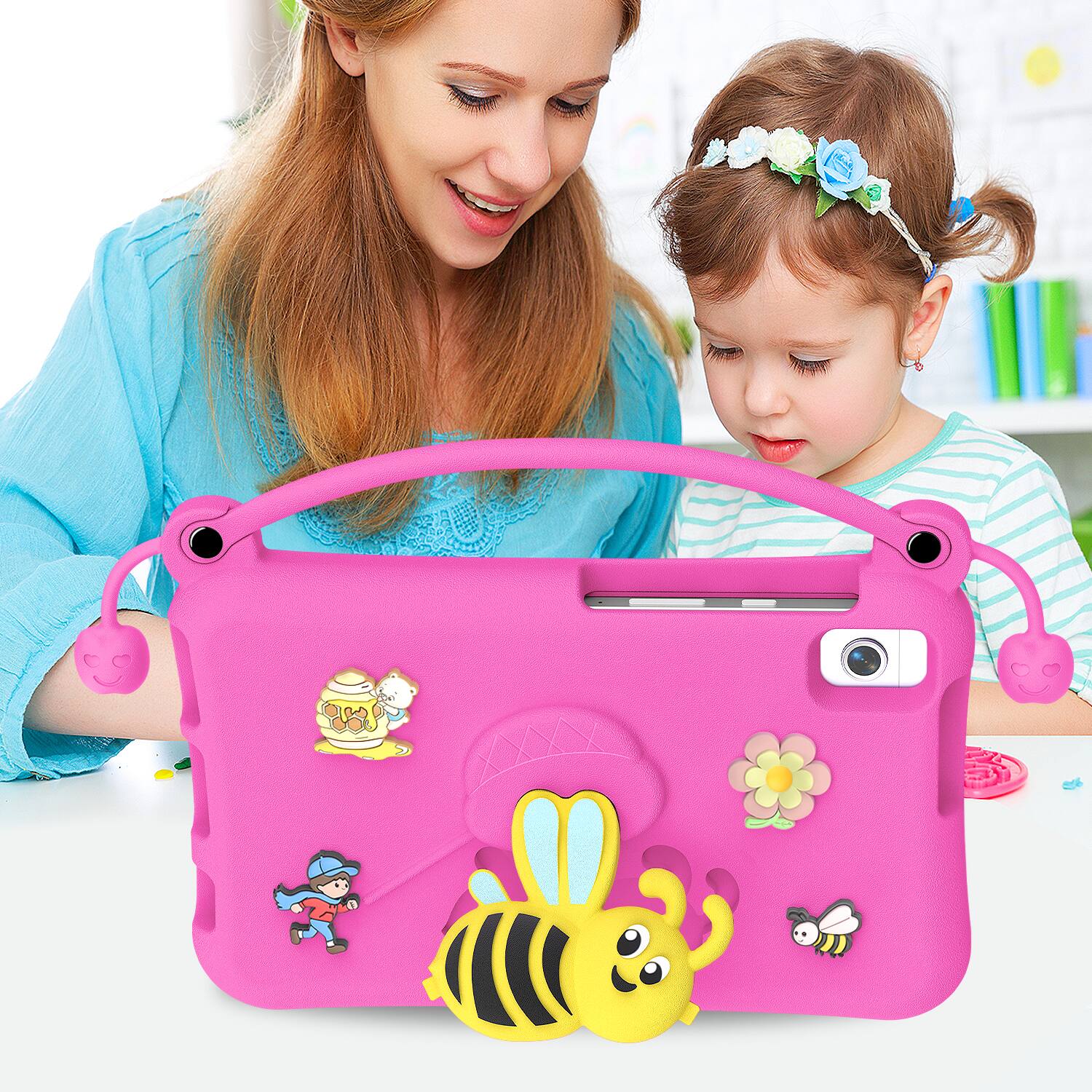Alt View 4. Dteck - for Samsung Galaxy Tab A9 2023 & Tab A11 2025 (X133/X135) 8.7" Kids EVA Tablet Case,Shockproof Kickstand Cover + Handle - Rosered.