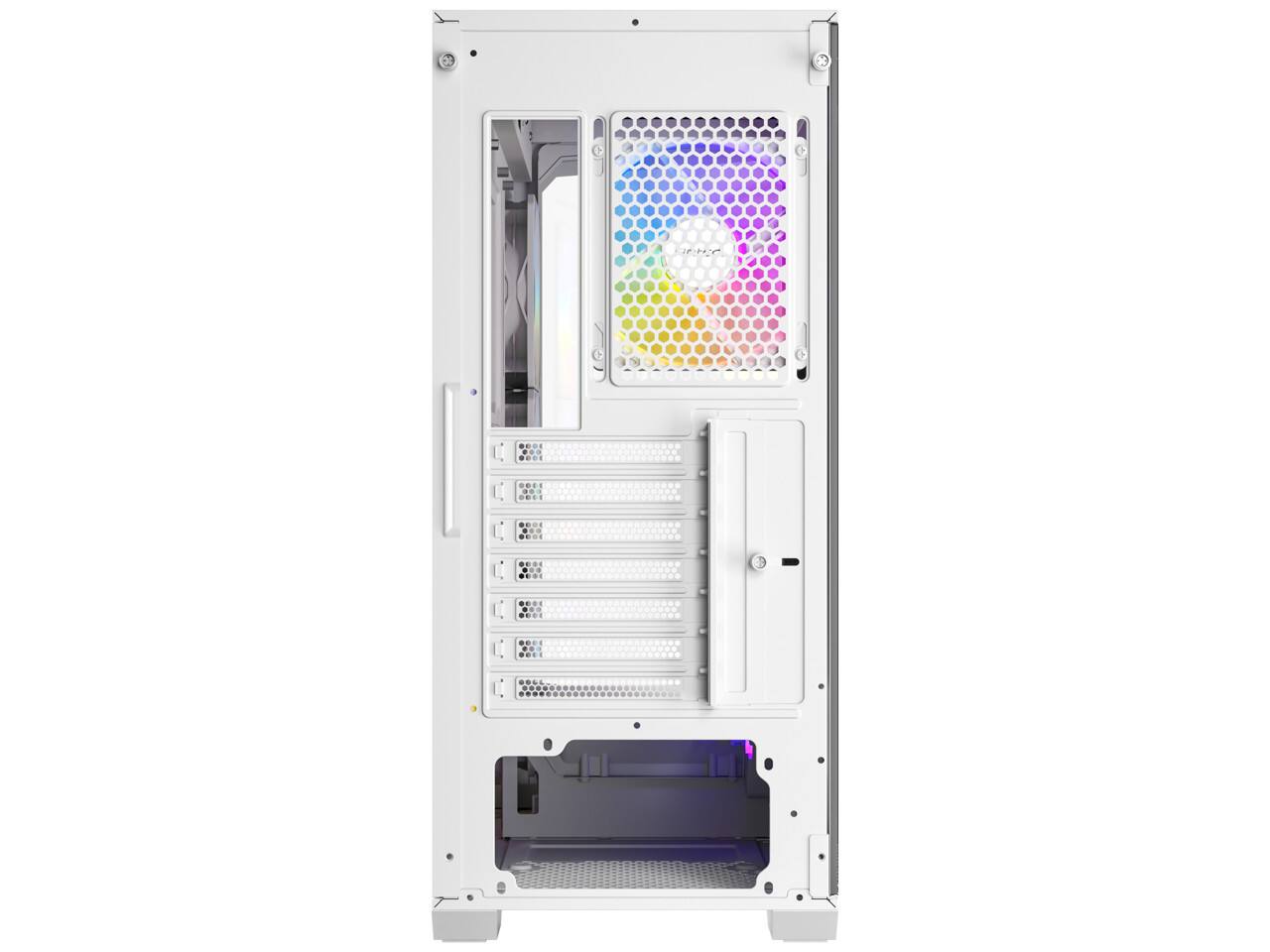Back. Antec - Antec C3 ARGB White, 4x ARGB Fans, 8 Fan Support, Type-C 3.2 Gen 2, Tempered Glass, 360mm Radiator, ATX Mid-Tower - White.
