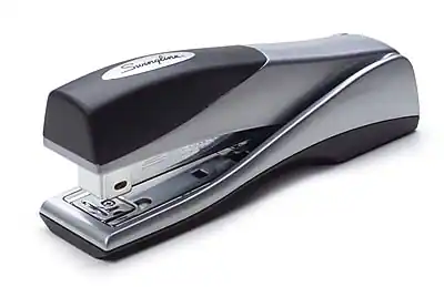 Front. Swingline - Optima Grip Desktop Stapler, 25-Sheet Capacity - Silver.