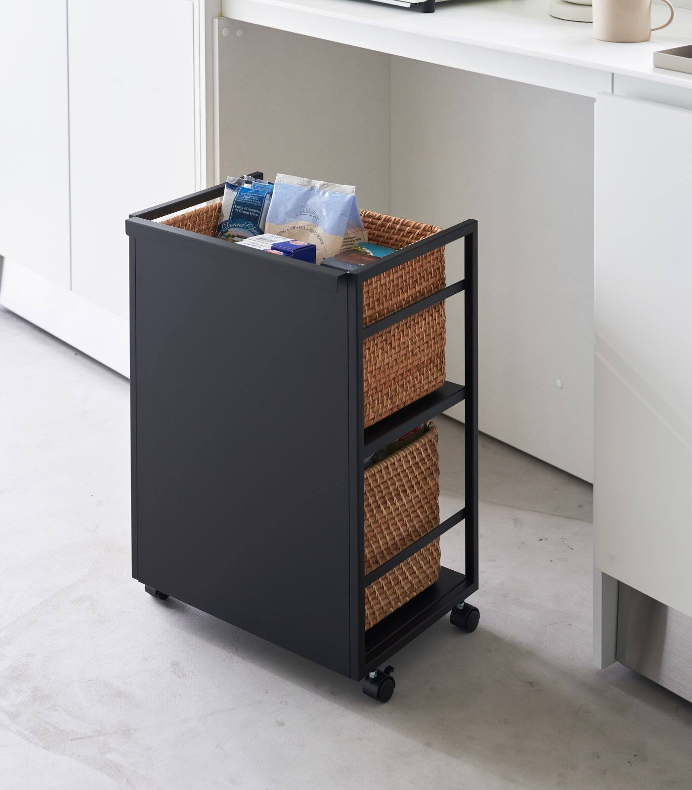 Alt View 7. Yamazaki Home - Two-Tier Hideaway Storage Cart (24" H)  - Steel - Black.