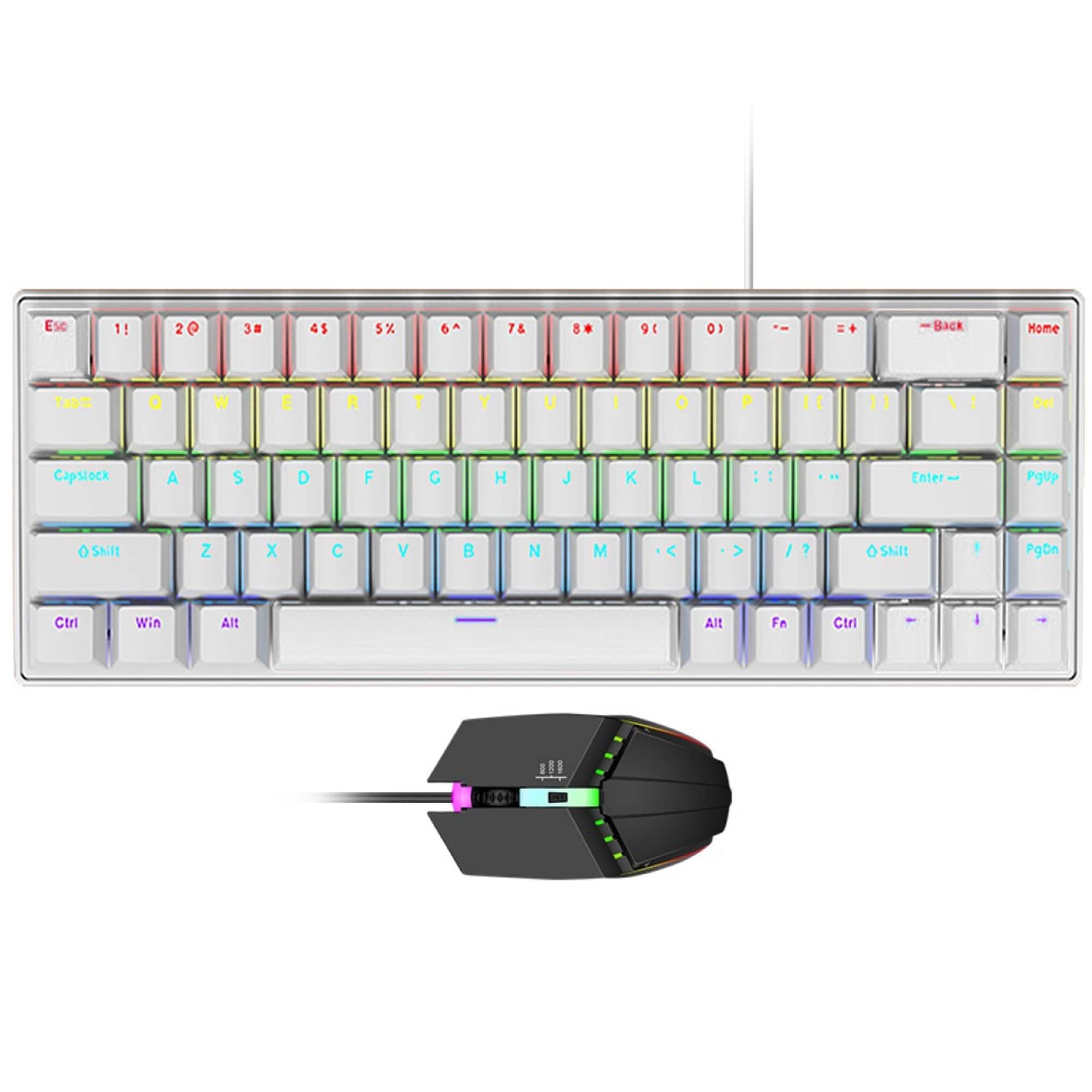 Sahara - Wired Gaming Keyboard & Mouse Combo | 68 Keys | Anti-Ghosting Multi-Key | 7-RGB Backlights - White