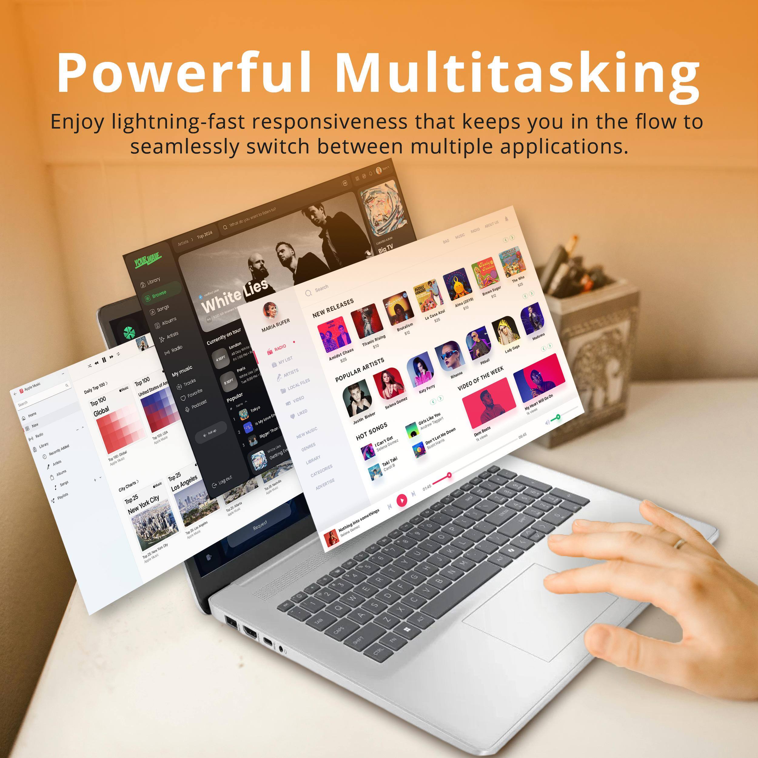 Powerful Multitasking

Enjoy lightning-fast responsiveness that keeps you in the flow to seamlessly switch between multiple applications.