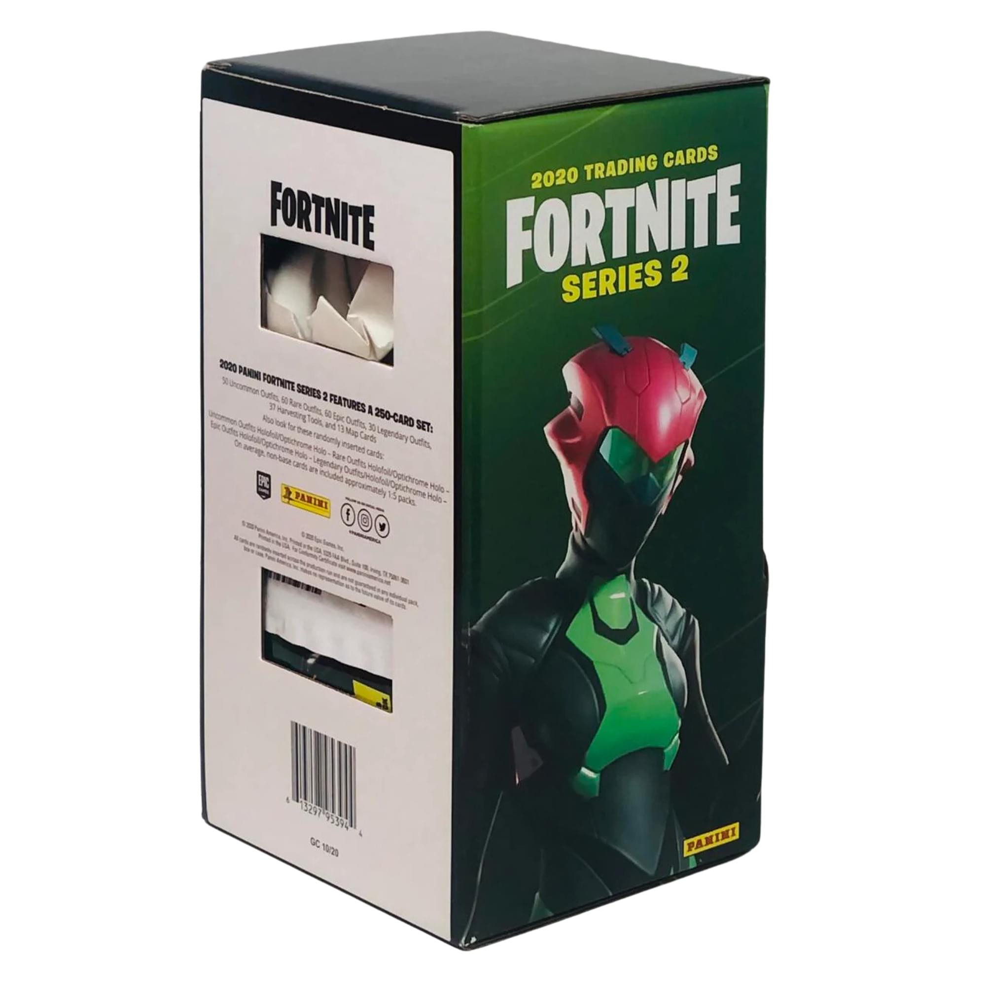 2020 TRADING CARDS  
FORTNITE SERIES 2  

2020 PANINI FORTNITE SERIES 2 FEATURES A 250-CARD SET:  
- 300+ Different Cards  
- 37 New Heroes, Outfits, and Skins  
- 250-Card Set  
- 15 Packs per Box  
- 15 Cards per Pack  
- 15297-95394  
- SC 1025  

PANINI