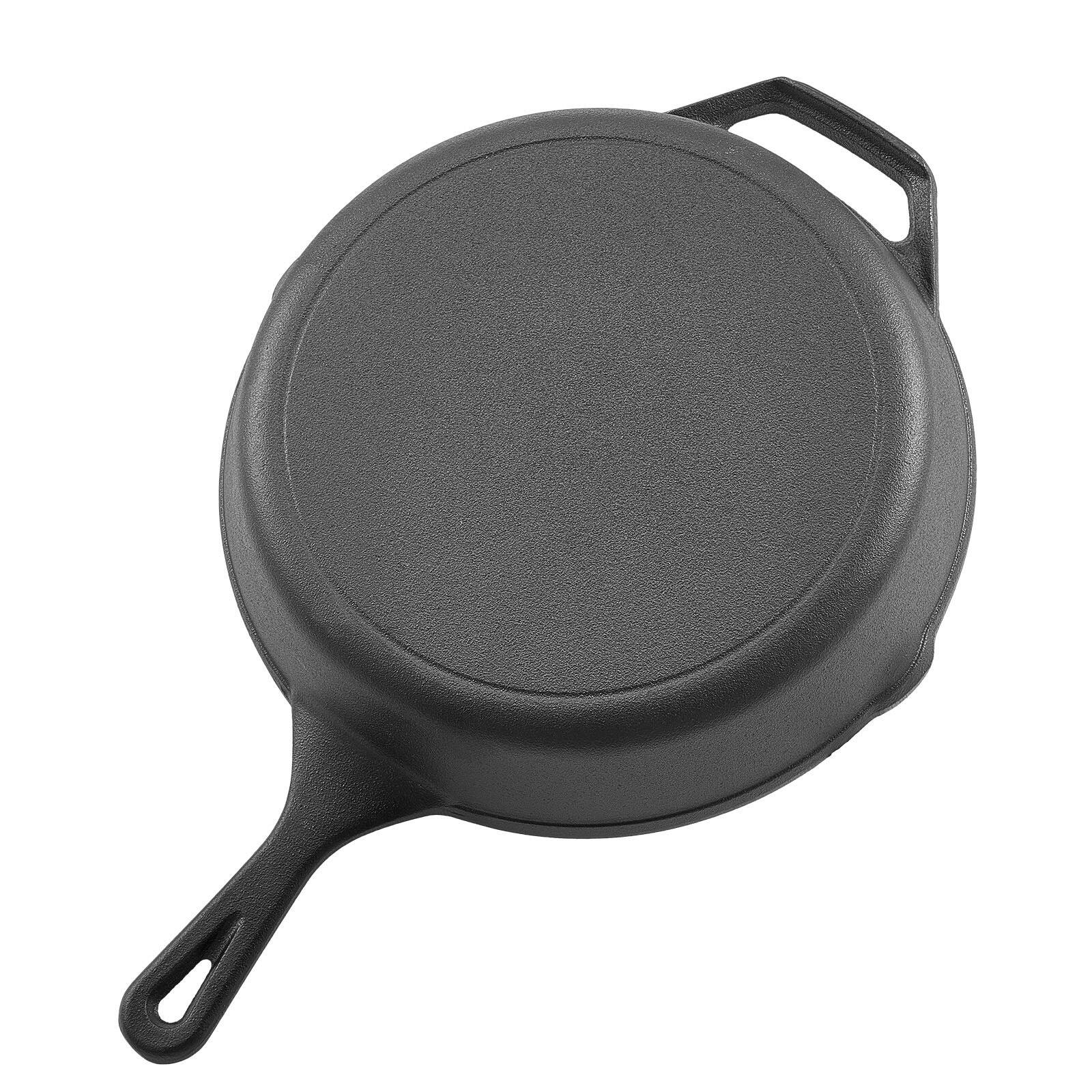 Alt View 10. Glintex - Cast Iron Skillet Frying Pan Set, 4 Piece Pre-Seasoned Cookware with Silicone Handle for Oven and Induction - Black.