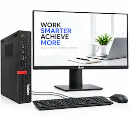 Lenovo - Refurbished Excellent - ThinkCentre M920 Tiny Desktop Computer PC | Intel i5-8th | 32GB RAM | 1TB SSD + 24"LED | KB & Mouse | Wi-Fi | Win11 - Black