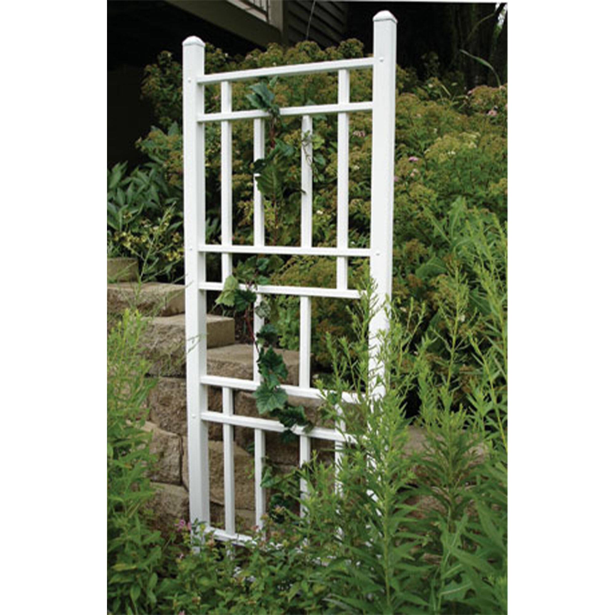 Alt View 4. Dura-Trel - Dura-Trel Wellington 28 x 75 Inch PVC Vinyl Outdoor Garden Patio Trellis, White - White.