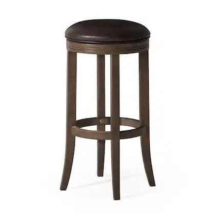 Front. Maven Lane - 31' Eva Bar Stool in Walnut Finish with Vegan Leather - Walnut.