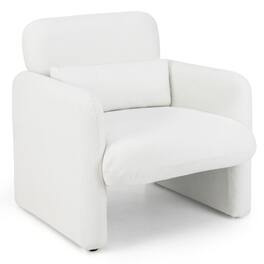 SlickBlue - Upholstered Chenille Armchair with Detachable Lumbar Cushion for Living Room - White