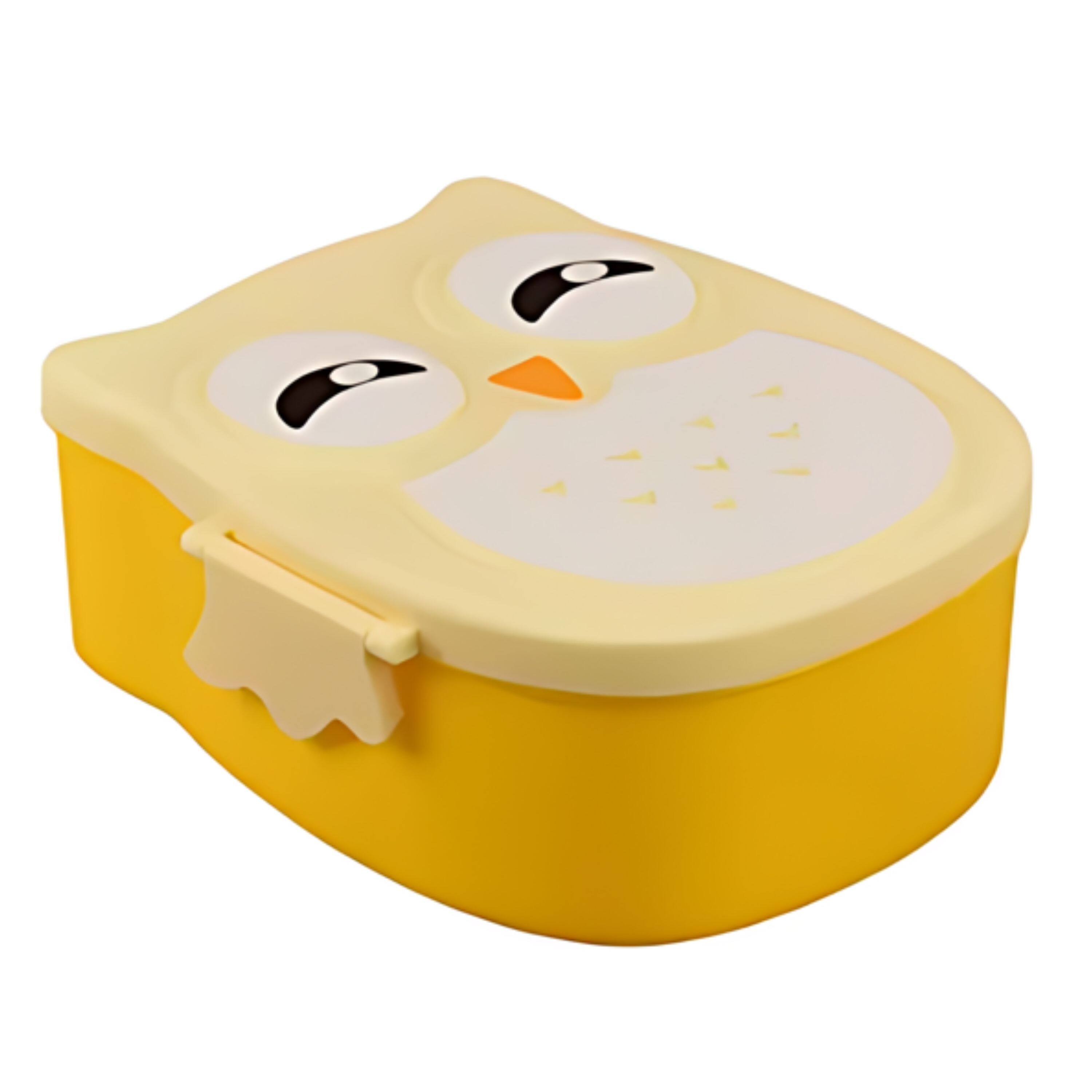 Front. Kitcheniva - Owl Shaped Lunch Box With Compartments Yellow.
