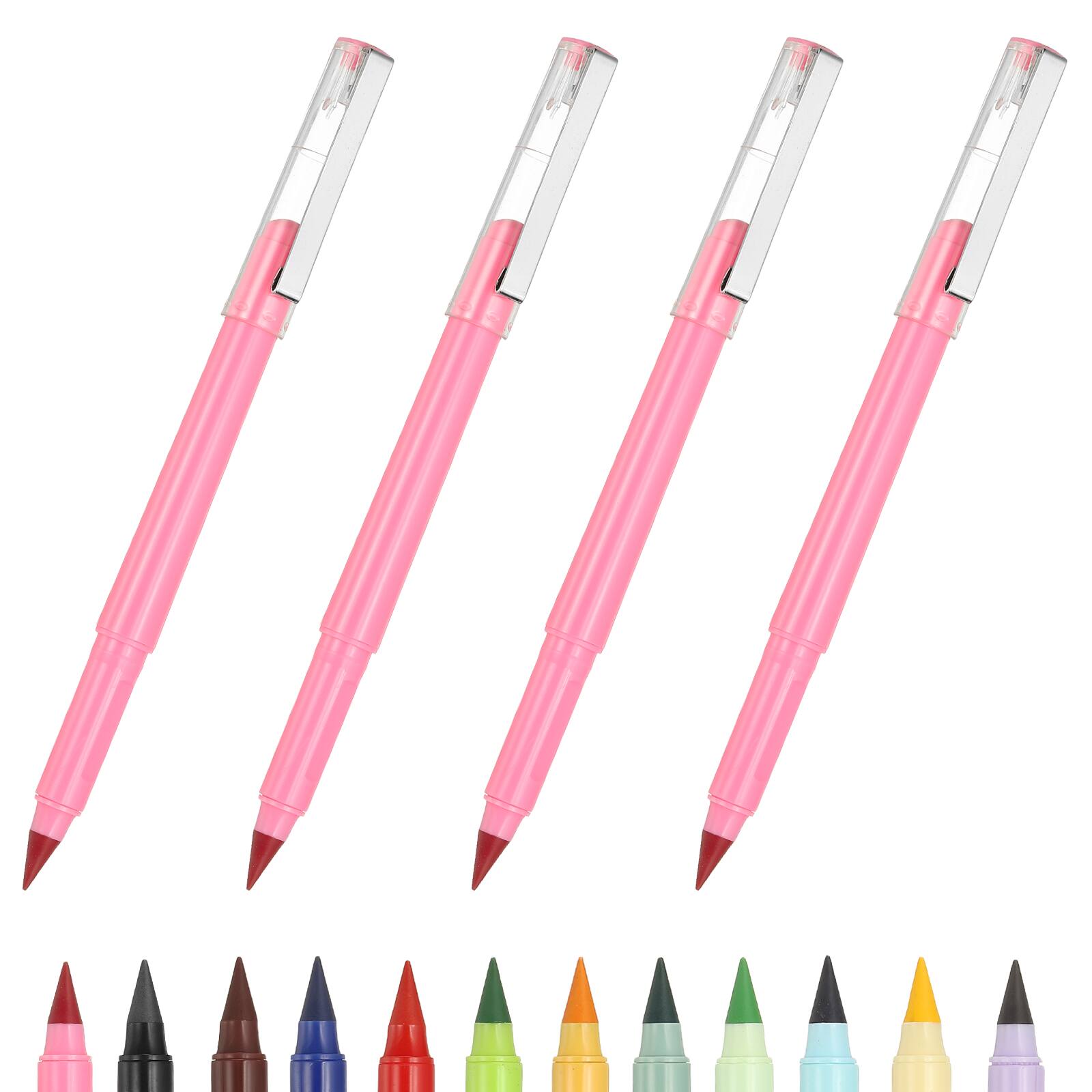 Unique Bargains - Eternal Pencil, 4pcs Mech Sharpened Metal Pencils Set for Coloring, Sketch Drawing, Writing - Pink price history on PriceWatchPro