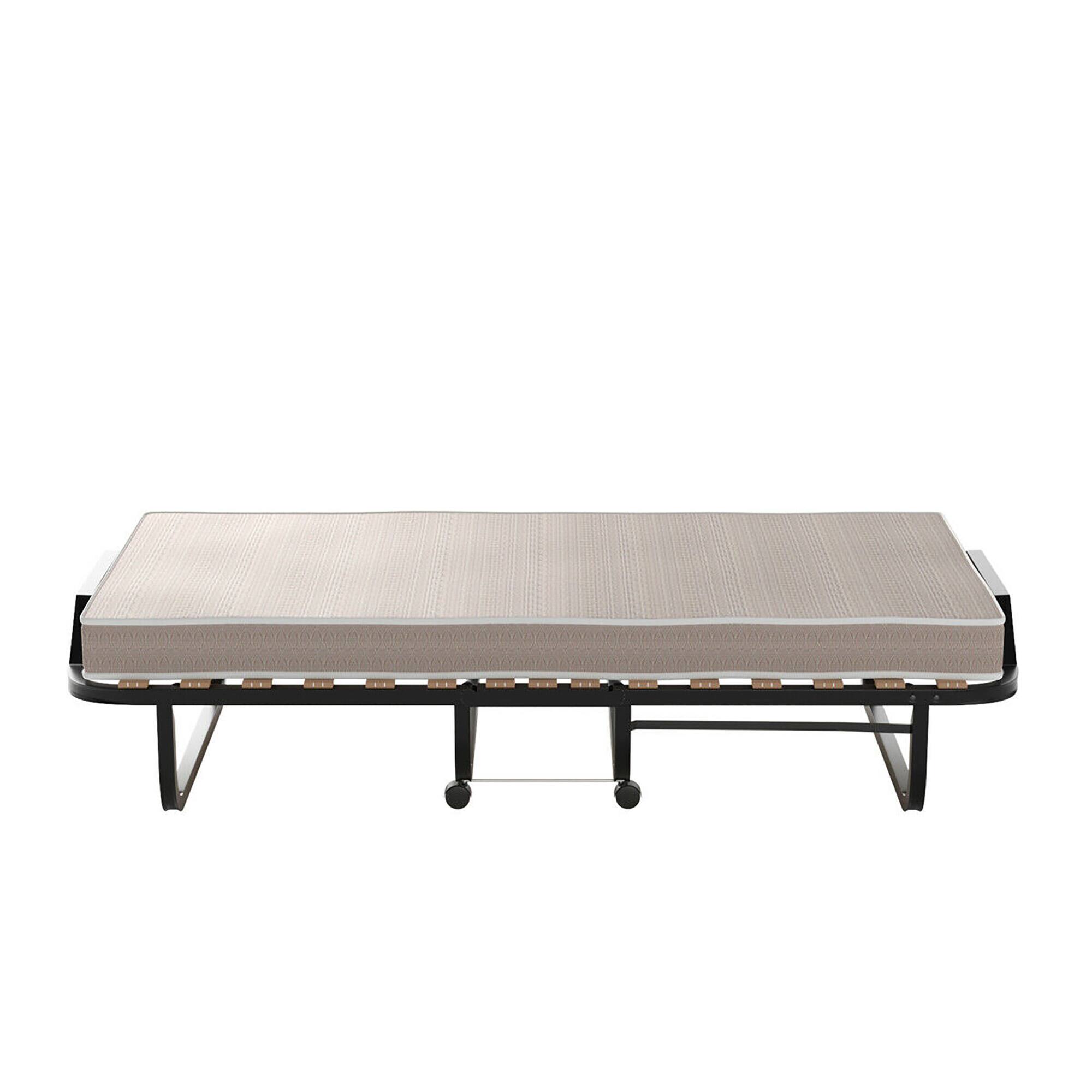 Alt View 9. Gymax - Gymax Folding Bed w/ Memory Foam Mattress Rollaway Metal Guest Bed Sleeper Made in Italy - Black + Beige.