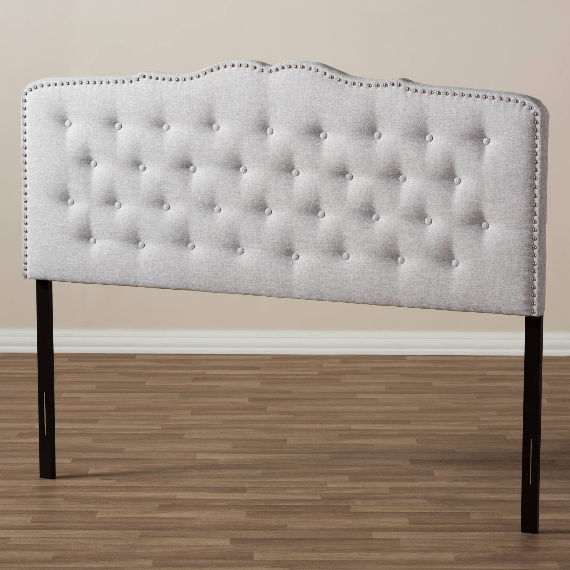Alt View 1. Baxton Studio - Lucy Modern and Contemporary Fabric King Size Headboard - Greyish Beige.