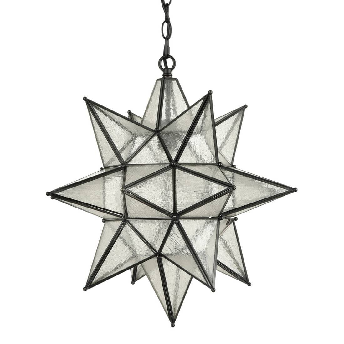 Alt View 5. MOOSE - Moravian Star Pendant Chandelier Seeded Glass Black Light 19 - Black.