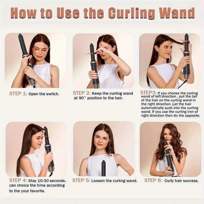 The Best Inks 5 in 1 Hair Dryer Brush ionic Auto Wrap Curler ...