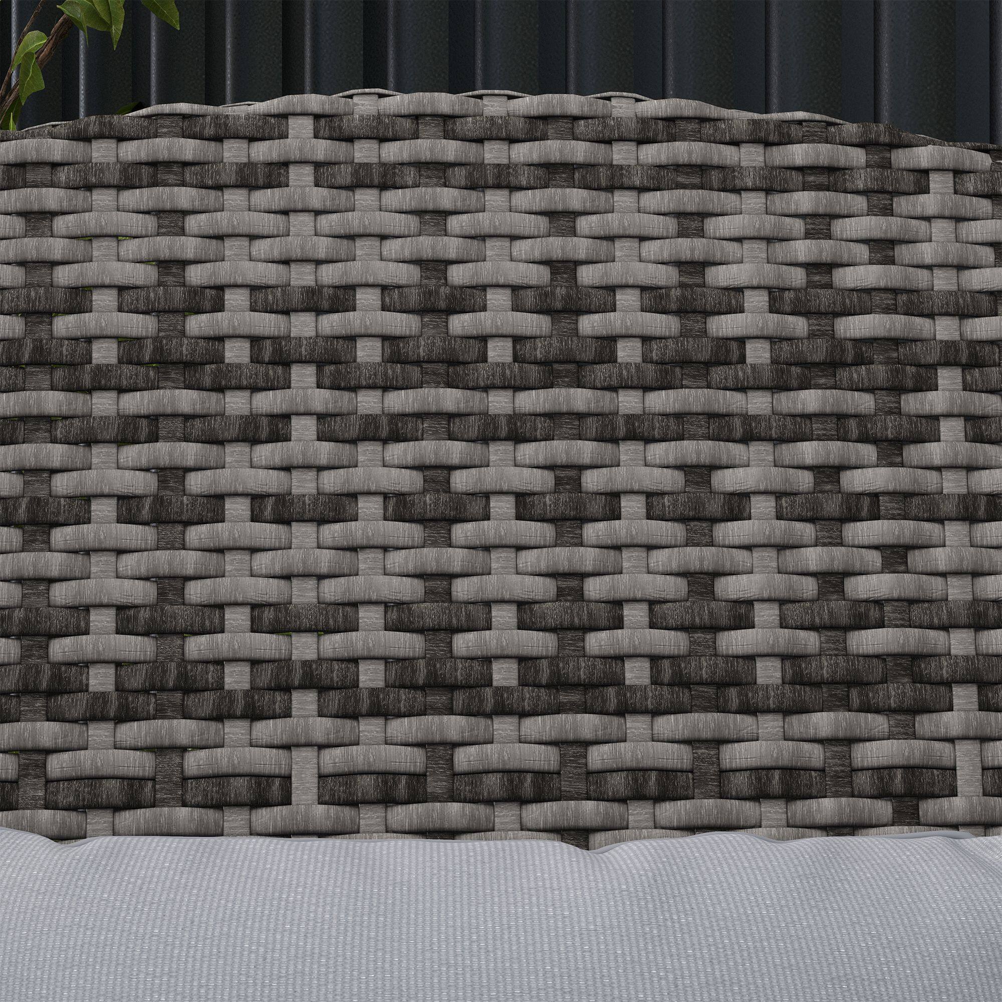 Alt View 8. Outsunny - Wicker Adirondack Chair for 2 with Cushions & Footrests, PE Rattan Double Chaise Lounge Chair - Gray.