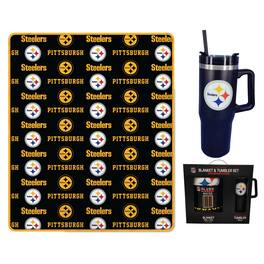 Pegasus - Pittsburgh Steelers 60" x 70" Logo Blanket and 30oz Stainless Steel Tumbler Combo - Multicolor