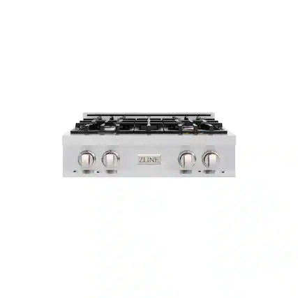 Front. ZLINE - ZLINE 30 in. Classic Gas Rangetop with 4 Burners and Porcelain Cooktop in Stainless Steel - Stainless Steel.