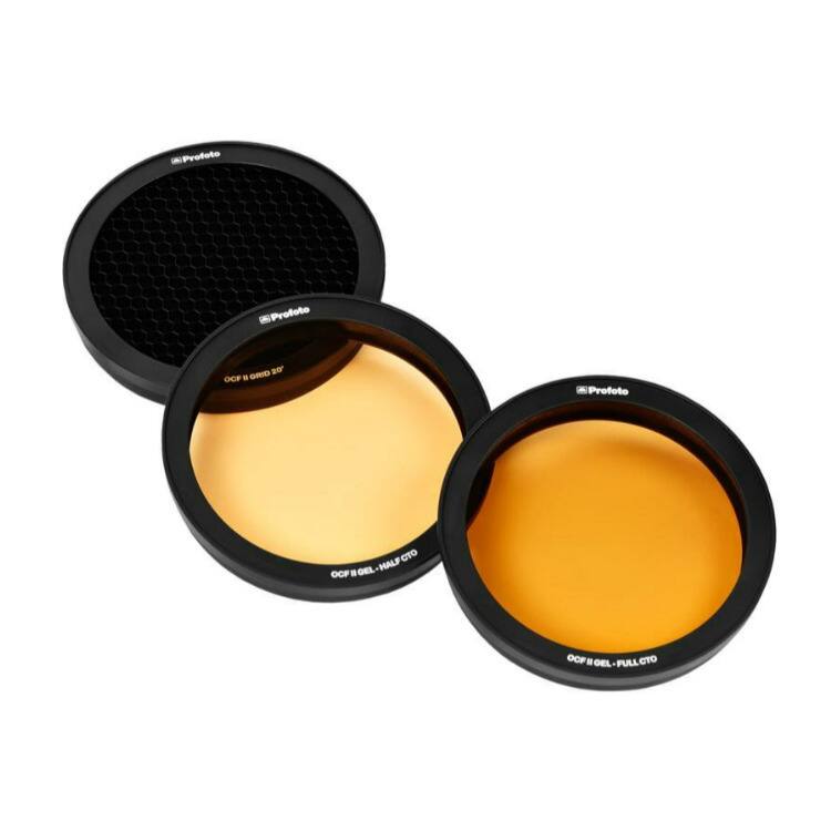 Profoto GRID OCF  
Profoto OCF GEL HALF CTO  
Profoto OCF GEL FULL CTO