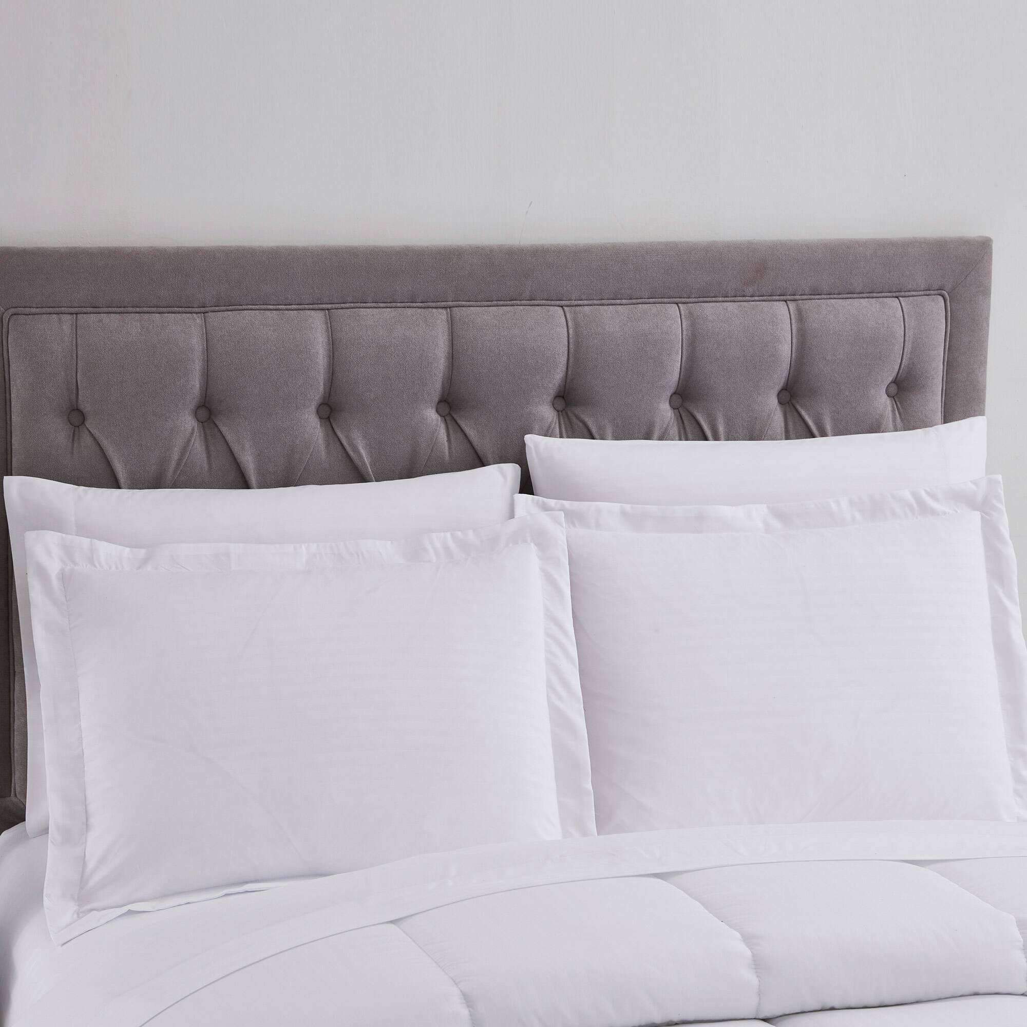 Angle. Sweet Home Collection - 8 Piece Embossed Dobby Stripe Bed in a Bag All Season Complete Set with Sheets - Queen - White.