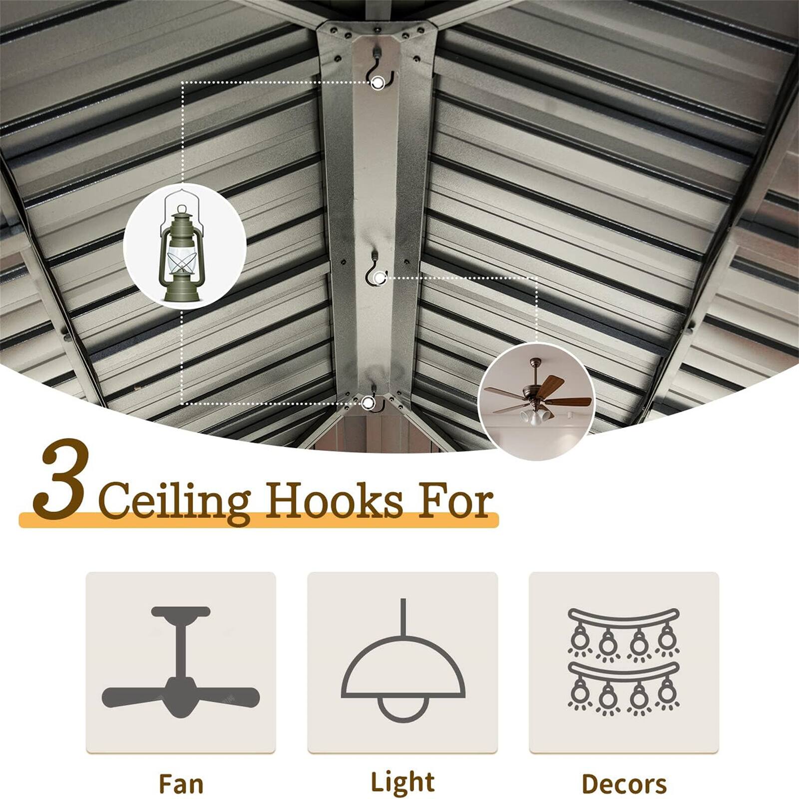 3 Ceiling Hooks For  
Fan, Light, Decors