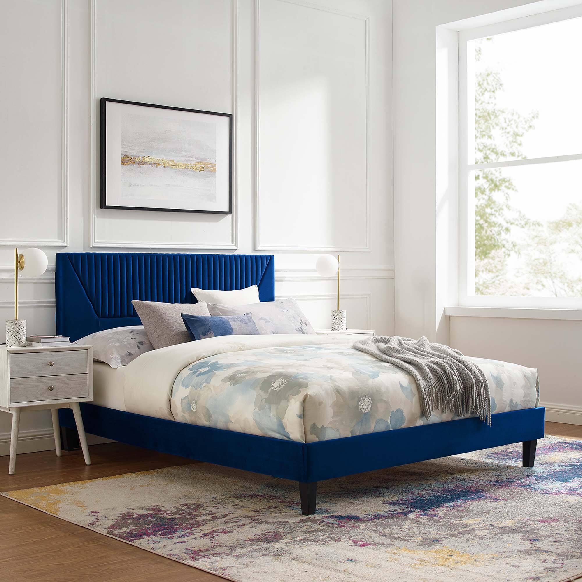 Alt View 4. Modway - Willow Wood King Platform Bed With Splayed Legs - White.