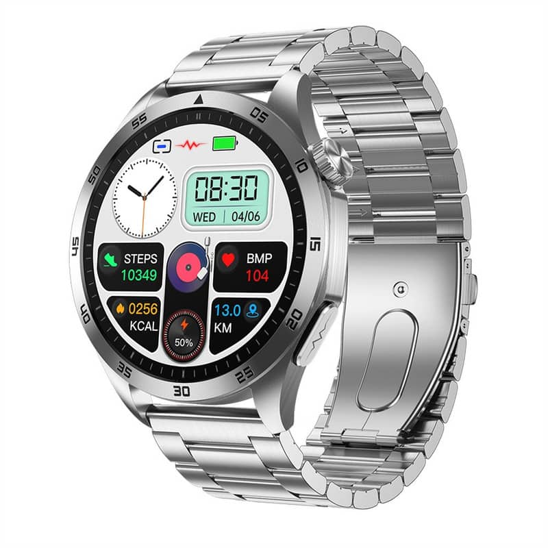 SKRAN - Smart Health Watch with ECG -Bluetooth Calling, Micro Health Check, and Mood Tracking Features, Steel Strap Version - Silver - (2026)