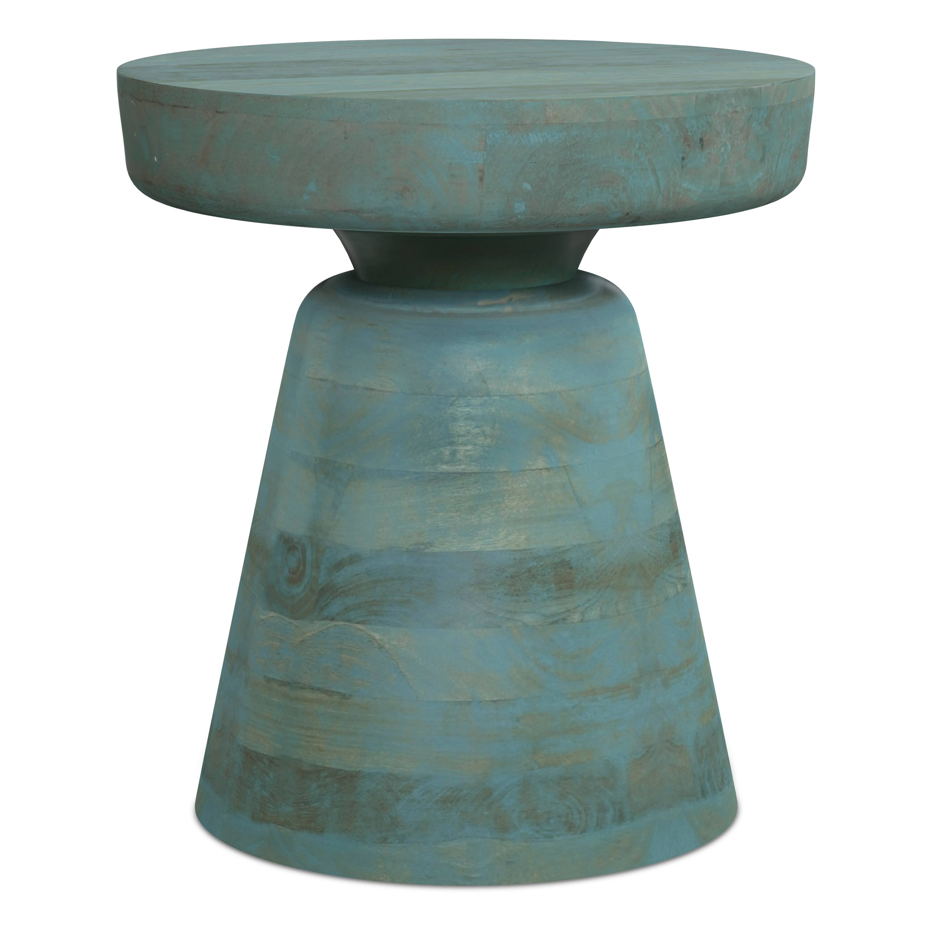 Alt View 2. Simpli Home - Robbie 16 inch Wide Solid Mango Wood Accent Table in Teal Wash - Teal Wash.