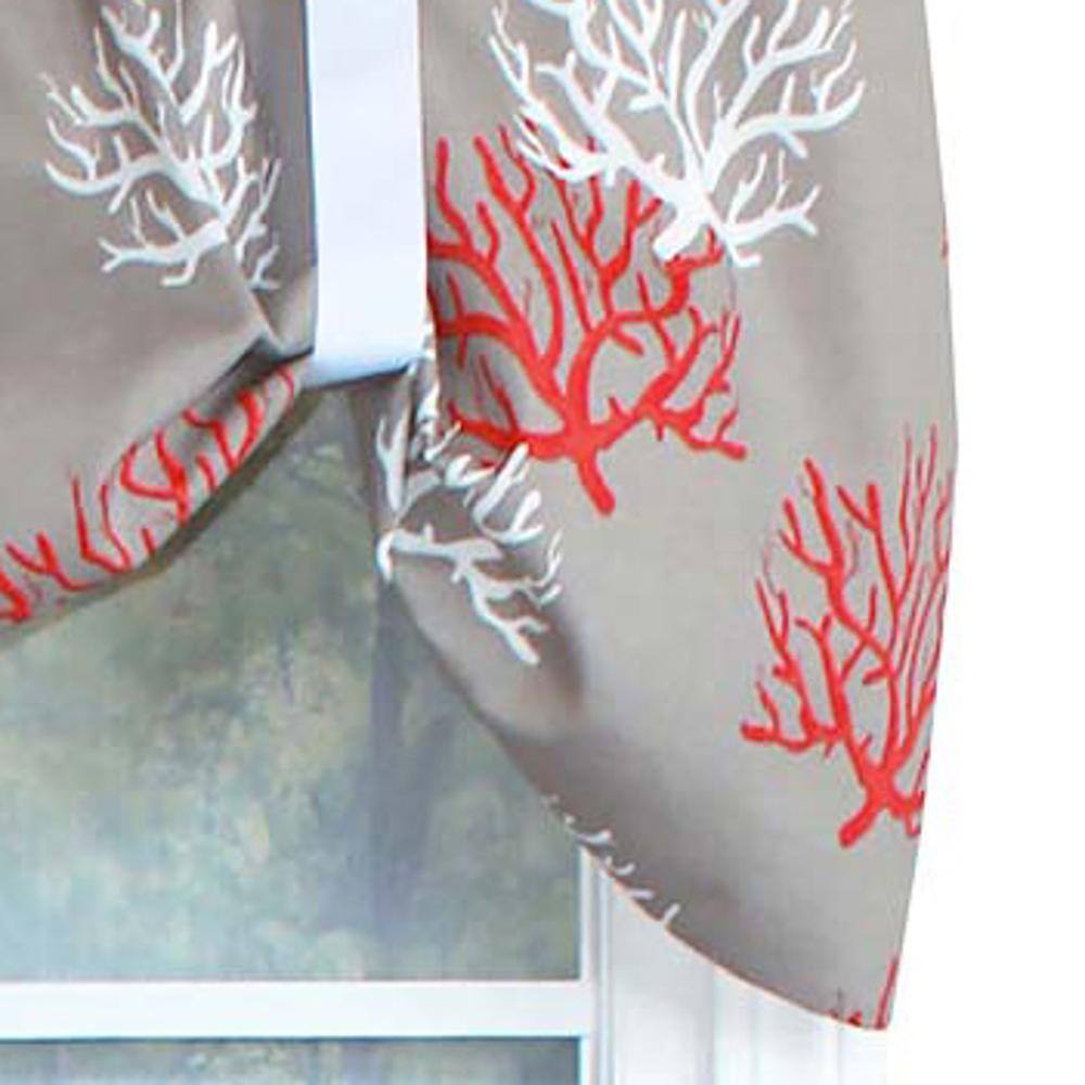 Left. RLF Home - RLF Home Sea Coral Suspender Window Treatment Valance 3" Rod Pocket 50" x 16" Salmon Red - Salmon red.