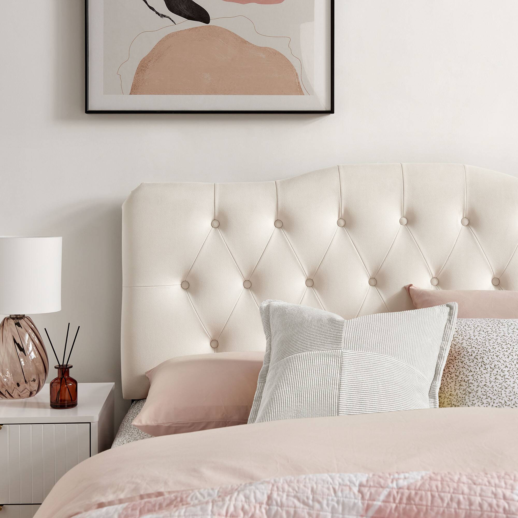 Alt View 1. Modway - Annabel Diamond Tufted Performance Velvet Headboard by Modway - Alabaster.
