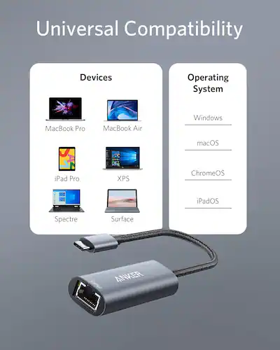 WALNEW Adattatore Ethernet USB-C da 2,5 GB, connettore LAN da USB C a RJ45, convertitore di cavo di rete Thunderbolt 3 per server NAS, Mac, iMac WALNEW Adattatore Ethernet USB-C da 2,5 GB, connettore LAN da USB C a RJ45, convertitore di cavo di rete Thunderbolt 3 per server NAS, Mac, iMac