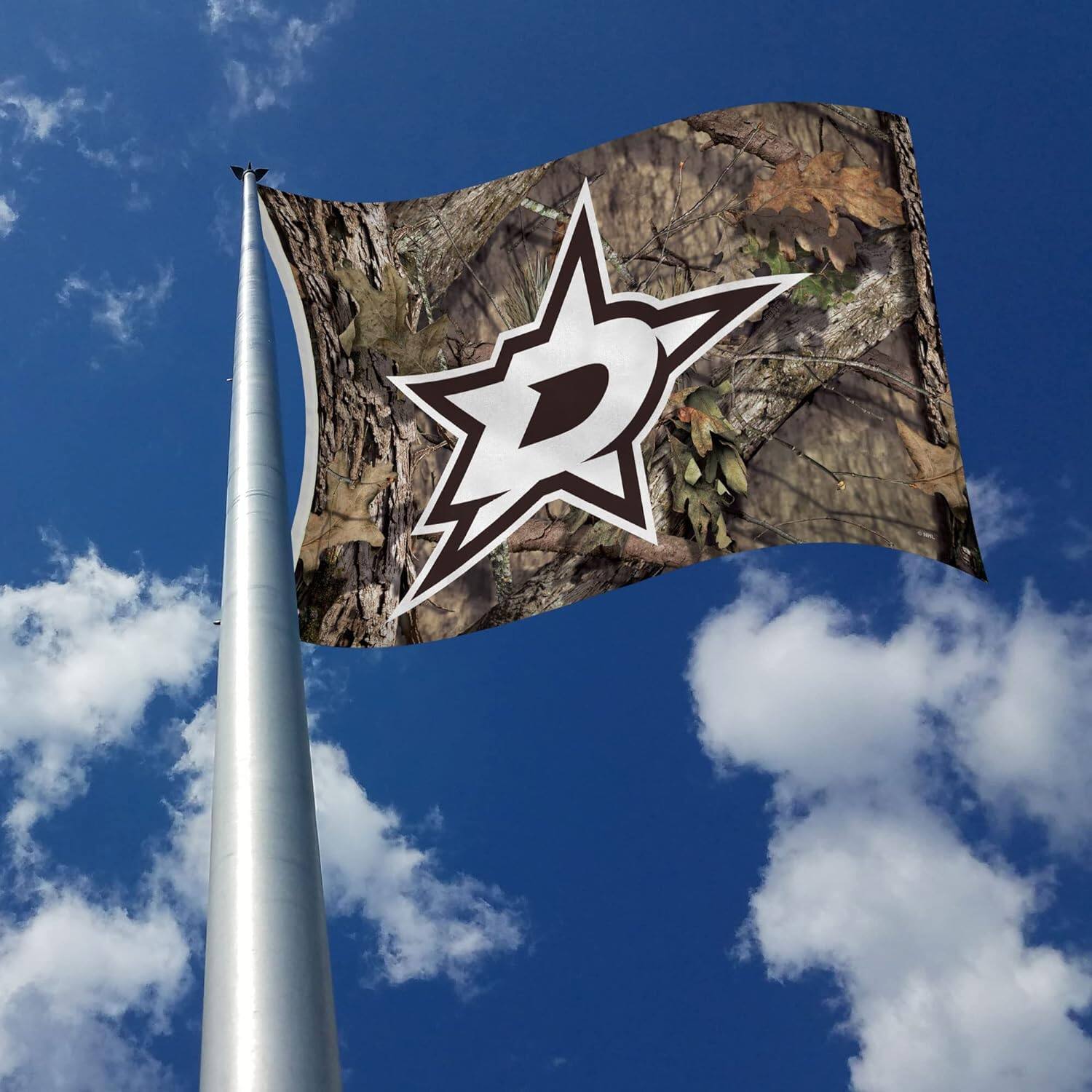 Alt View 1. Rico Industries - Dallas Hockey Stars Indoor Outdoor Camo Look 3x5 Banner Flag - Multi.