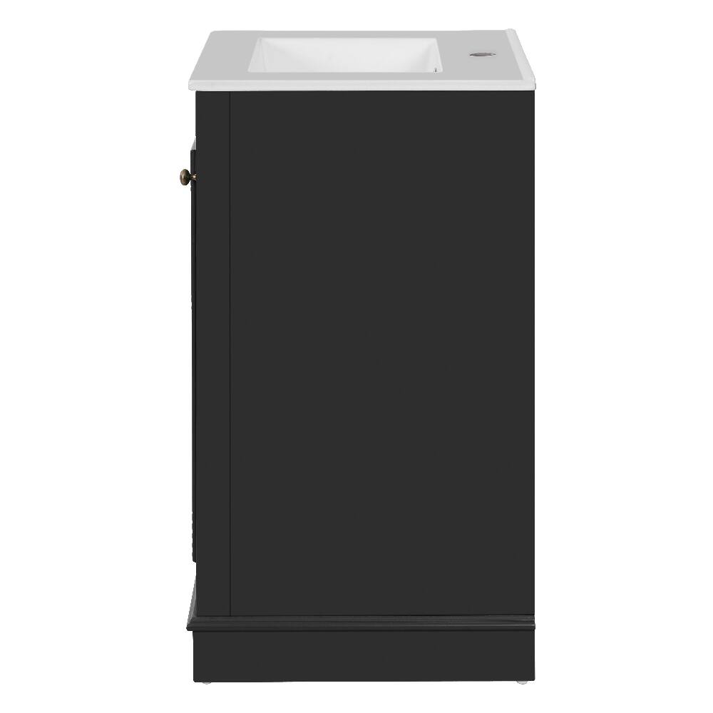 Alt View 9. Loheer - Loheer 20 Inch Black Bathroom Vanity with Ceramic Sink, Freestanding Single Vanity Set, Modern Style - Black.