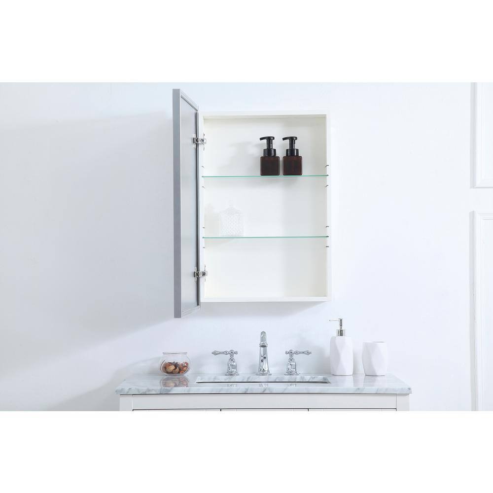 Alt View 2. Elegant Decor - Metal mirror medicine cabinet 20 inch x 28 inch in silver - Silver.