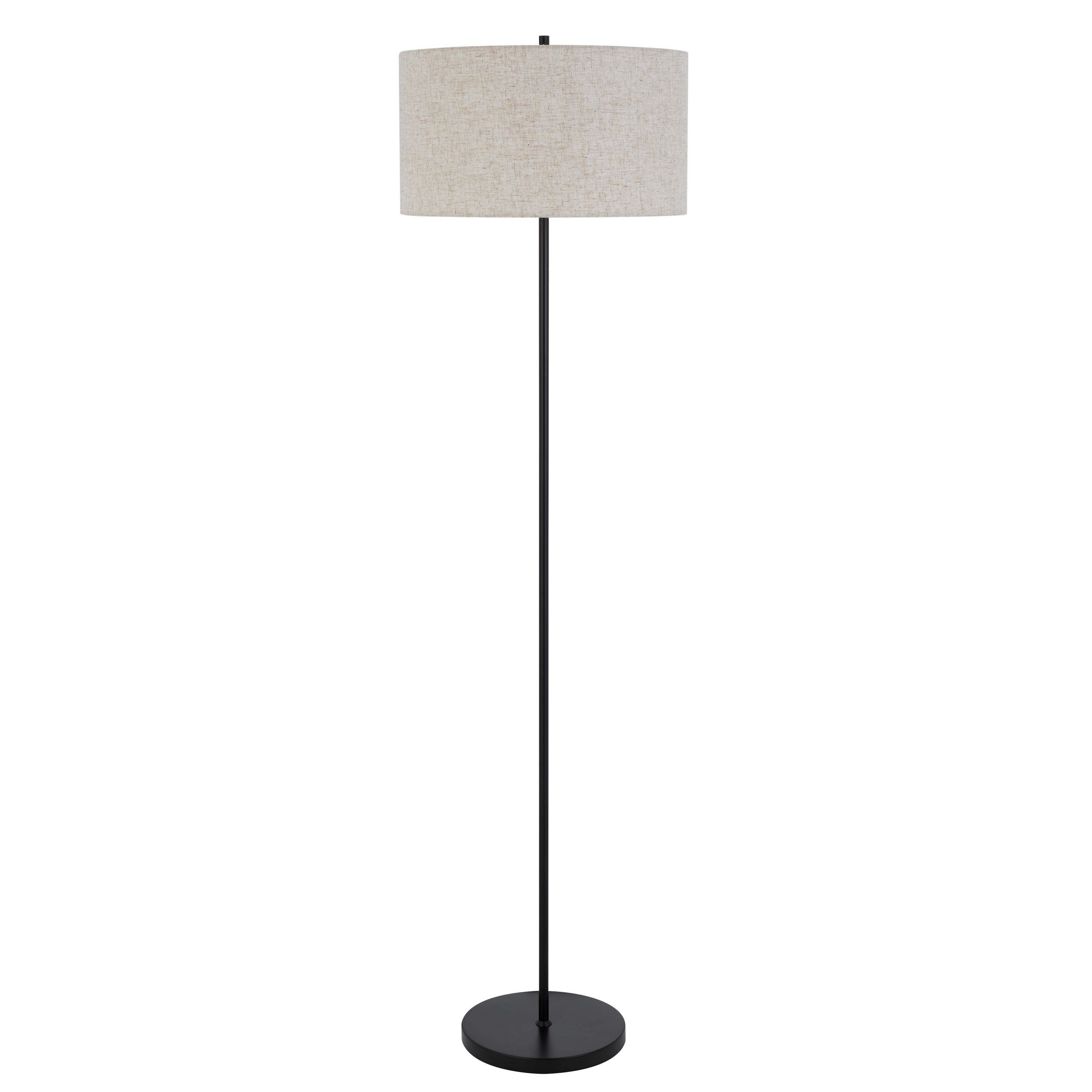 Manhattan Lane - Sie 59 Inch Floor Lamp, Linen Shade, Round Base, Metal Pole