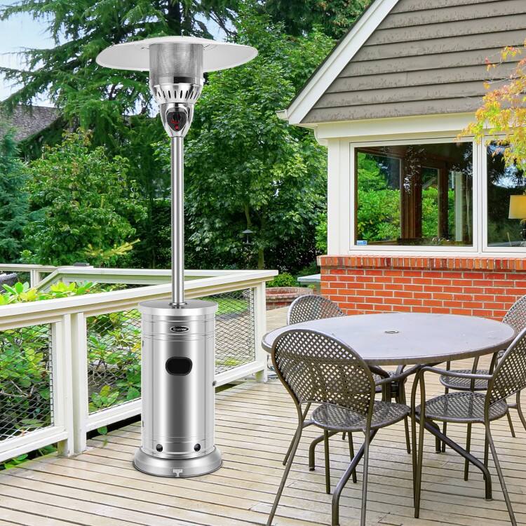 Back. Mondawe - 48000 BTU Patio Heater with Simple Ignition System - Silver.