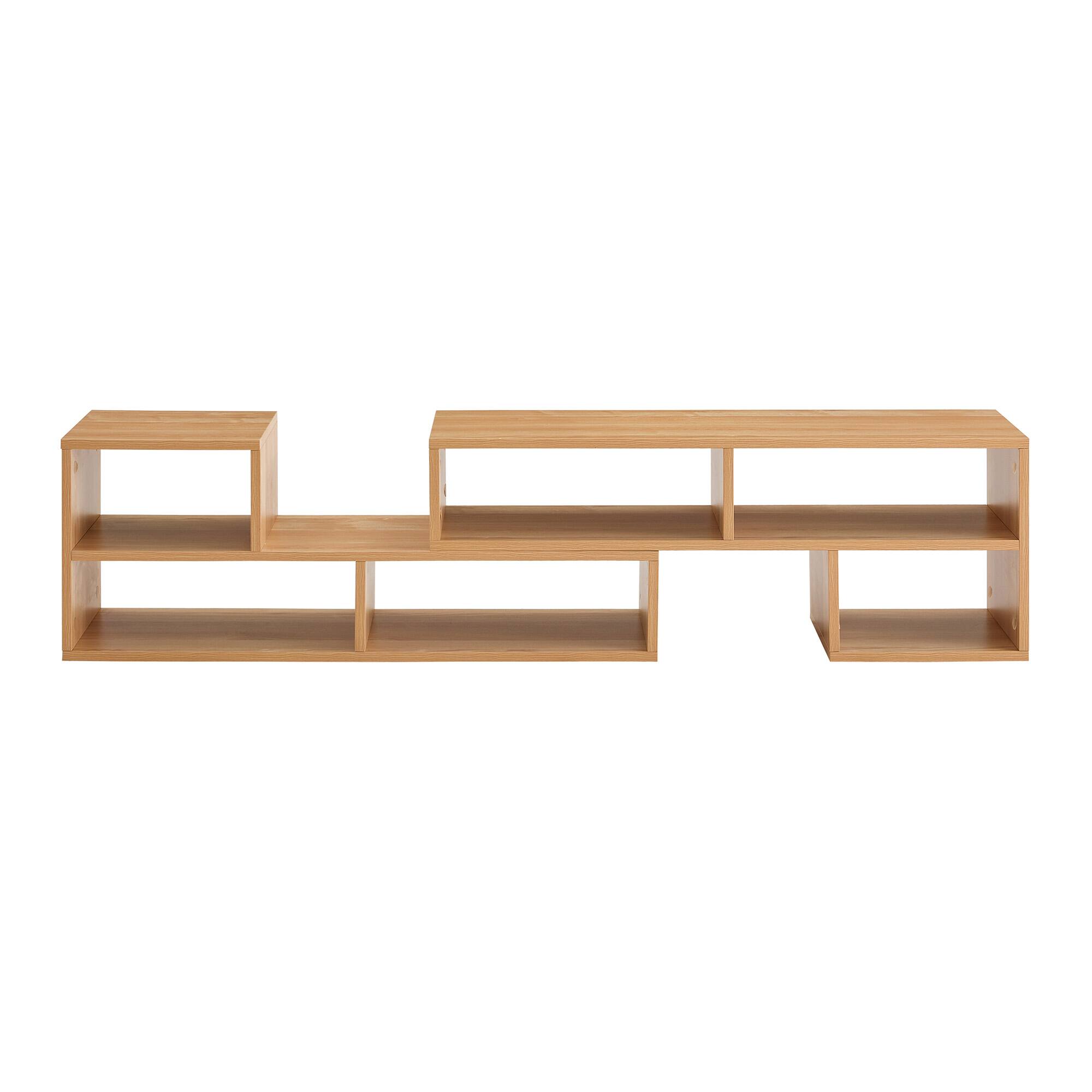 Alt View 9. Loheer - Loheer- Modular Light Wood TV Stand 0.98x1.12 ft Adjustable Media Console with Open Storage for Living Room - Wood.