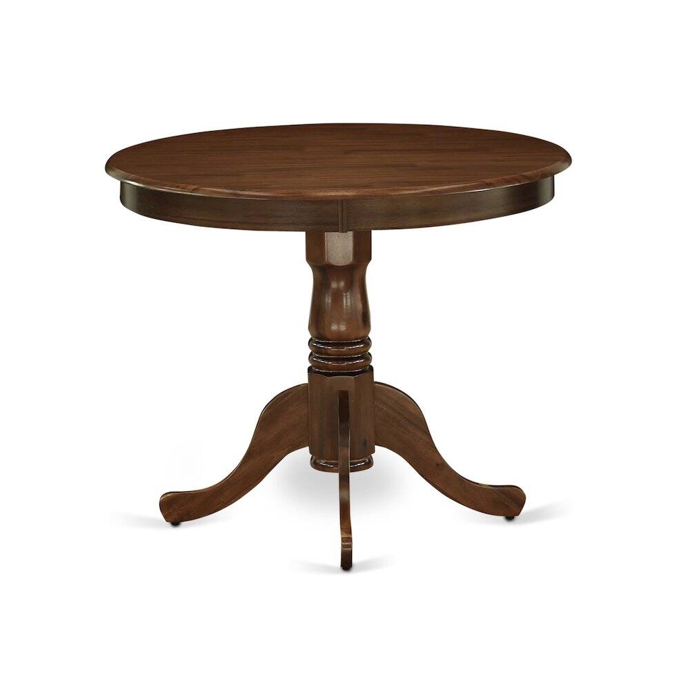 Alt View 1. East West Furniture - 5 Piece Dinette Set Consists of a Round Dining Table with Pedestal - Brown.