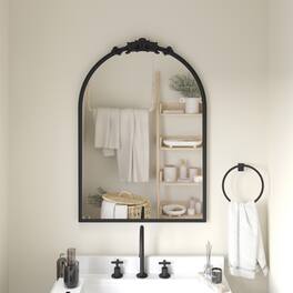 Emma + Oliver - Arched Wall Mirror with Metal Frame and Aluminum Backed Glass - Black