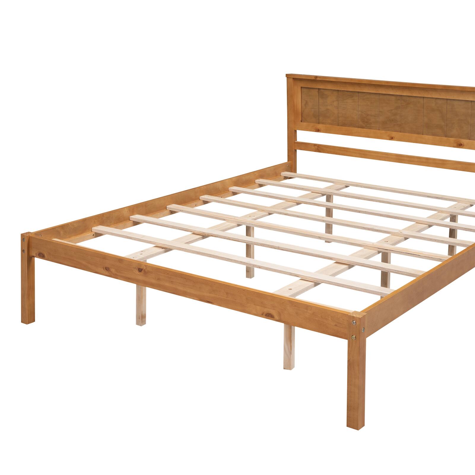 Alt View 7. Whisen - Platform Bed Frame with Headboard, Wood Slat Support, No Box Spring Needed - Oak.